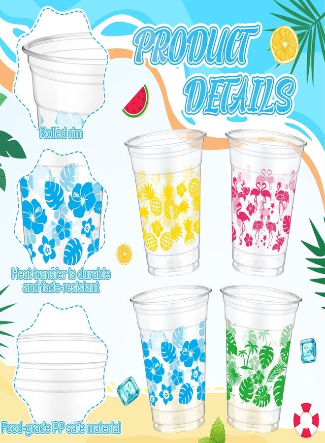 RimCereal 100 Pcs 12 oz Clear Disposable Luau Cups with Umbrella Straws Hawaiian Themed Party Decorations Tropical Luau Tiki Cups Pineapple Cups for Birthday Bachelorette Tropical Party Decorations - Image 4